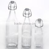 Set 3 Wholesale Clear Round Clip Glass Water Bottle