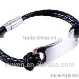 Wholesale Braided Leather id Bracelet With Stainless Steel Clasp