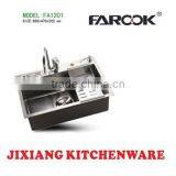 68x47cm SUS304 Sigle Bowl Hand Wash Basin Stainless Steel Kitchen Sink thumbnail-1