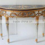 Living Room Furniture Antique Gold Framed Mirror Console Table thumbnail-3