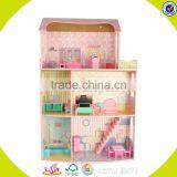 Wholesale Beautiful Wooden Dollhouse Sets Toy Lovely Baby Wooden Dollhouse Toy Popular Wooden Dollhouse Toy W06A042 thumbnail-1