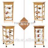 2016 Good Quality and Competitive Price Wooden Kitchen Trolley With Three Metal Wire Brackets thumbnail-2