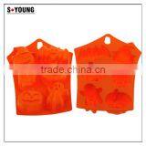 11003 6 Holes Halloween Pumpkin Shape Baking Silicon Cake Mould, thumbnail-4