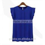 Hot Cheap Clothes China Womens Summer Casual Clothing Loose Short Tulip Sleeve Chiffon Blouse Shirt Tops thumbnail-2