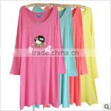 wholesale cheap custom 100% cotton long sleeve printing sleepwear nightskirt