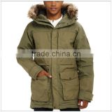 Insulated long durable winter green parka for men