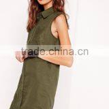 High Quality Elegant Women Khaki Sleeveless Soft Material Shirts thumbnail-2