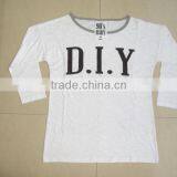 Ladies Slab-yarn T-shirts. 100%cotton Long Sleeve Slab-yarn T-shirt for Women thumbnail-1