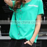 Women Summer Cool Shirt Blouse 95% Cotton Girl Tops Wholesale OEM Women Tshirt thumbnail-3