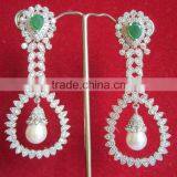 CZ Silver Dangler EARRINGS thumbnail-1