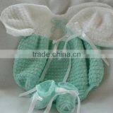 Ribbon Pattern With Hat and Shoes Handmade Baby Dress Crochet thumbnail-2