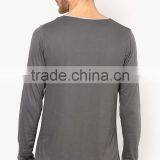 Wholesale 100% Cotton Grey V-neck Long Sleeve T-shirt thumbnail-2