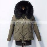 Myfur Customized Color and Size Baby Pink Raccoon Fur Hooded Ladies Parka thumbnail-4