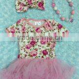 2015 Baby Girl Rompers Tutu Rompers With Chunky Necklace and Headband thumbnail-1