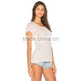 Top Sell Retro Clothing in Bulk Classic Women Blank Distressed t Shirts thumbnail-2