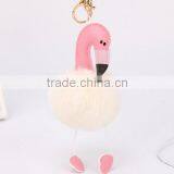 Cute Creative Fake Rex Rabbit Fur Ball Keychain Animal Pom Pom Flamingo KeyChain thumbnail-5
