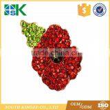 Red Flower Poppies Crystal Poppy Pin Brooch Enamel Badge Costume Jewellery Gift thumbnail-1