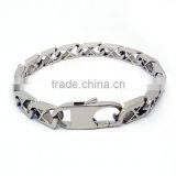 Antique Silver Stainless Steel Chain Punk Flat Bracelet thumbnail-1