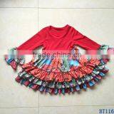 Wholesale Little Girls Frock Design Cotton Dress Long Icing Ruffle Sleeves Fall Clothes For Kids thumbnail-1