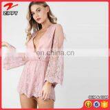 SP1675 Europea Women Fashion Long Sleeve Deep v Sexy Jumpsuit Wholesale Lady Playsuits