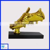 customized resin golden shoes for soccer ball game trophy