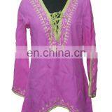 Viscose Rayon Hand Embroidered Short Kaftan thumbnail-1