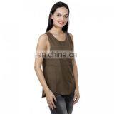 Solid Brown Sleeveless Top for Girls thumbnail-4