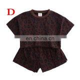 2019 Summer Kids LEOPARD TSHIRT & SHORTS SET Beige Brown Pink Leopard 2pcs Suits Clothing Set thumbnail-5