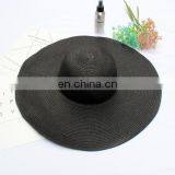 Hot Sale Low Moq High Quality Portable Folding Summer Beach Color Black Lady Straw Hat