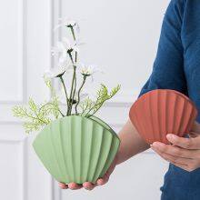 Roman Innovative Nordic Orange Red Ceramic Vase Floral Organ Style Design , Art Decoration Wholesale thumbnail-1