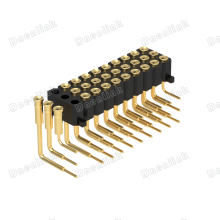 Dnenlink 2.54mm Pitch Triple Row H4.0mm Concave Contact Right Angle Female Header DIP Type PogoPin Header With Peg thumbnail-3
