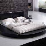 Modern Design Double Size Black PU Faux Leather Sleigh Bed