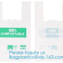 PBAT PLA Cornstarch Grocery Shopping Bag Vest carrier, singlet handle handy killeen bags sacks packaging produce roll