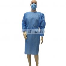 Disposable non woven PP SMS PPPE iso gown isolation with knitted cuffs or elastic cuffs work gown