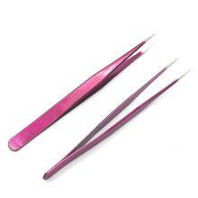 Stainless Steel Macaron Purple Hand Account Tool Tweezers Graft Eyelashes Multifunctional Bird's Nest Straight Elbow Diy Cute Sticker Straight Head thumbnail-5