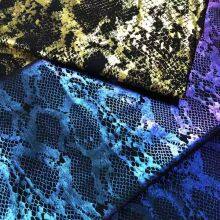 Shiny Holographic Reflective Snake Pattern Shiny Foil Print Nylon Spandex Knitted Fabric for Swimwear Sportswear thumbnail-3
