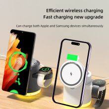Phone Accessories Foldable 3 In 1 Desktop Multifunctional Wireless Magnetic Charger For Iwatch And Galaxy Watch thumbnail-3