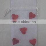 6*12cm White With Red-heart Organza Printed Wedding/christmas/party Gift Bags/wrapping Pouch China Made for Packing Candy Gift thumbnail-1