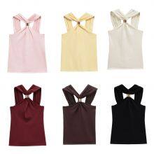 Spring New Neck Hanging Top, European and American Sexy Backless Vest for Women thumbnail-1
