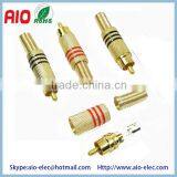 solder less type RCA male plug audio video connector,gold