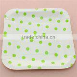 China Wholesale Fancy Dotted 7 Inch Square Paper Plates thumbnail-1