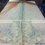 High Quality Gold Moroccan Kaftan Beaded Lace Fabric Manufacturer (NEX-026-2) Quality Choice