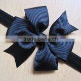 Factory Baby Pink Yellow Blue Elastic Satin Grosgrain Ribbon Hair Band With Bow thumbnail-4