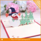Snowman christmas printing pop up birthday card