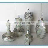 Mosaic Silver Color Large Glass Flower Vase for Home Decor