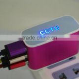 3.1A 3 USB Home Wall Charger with customized LED logo for iphone ipad Android