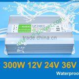 12v 300w waterproof power supply YJP-V30012 RoHS,CE-EMC,CE-LVD,IP67