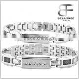 Cubic Zirconia Setting Magnet Titanium Bracelets for Couples, Stainless Steel Pain Relief Sports Bracelet thumbnail-1