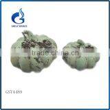 Halloween Promotional Ceramic Pumpkin With Metal Leaves