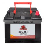 standard car battery dimensions 80d26r car battery 12v 70ah battery NX110-5/80D26R